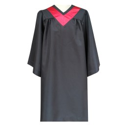 Design middle school V-neck graduation gown custom-made shirt body black collar edge red graduation gown 100% POLY Jixiao Middle School DA372 Design middle school V-neck graduation gown custom-made shirt body black collar edge red graduation gown 100% POLY Jixiao Middle School DA372